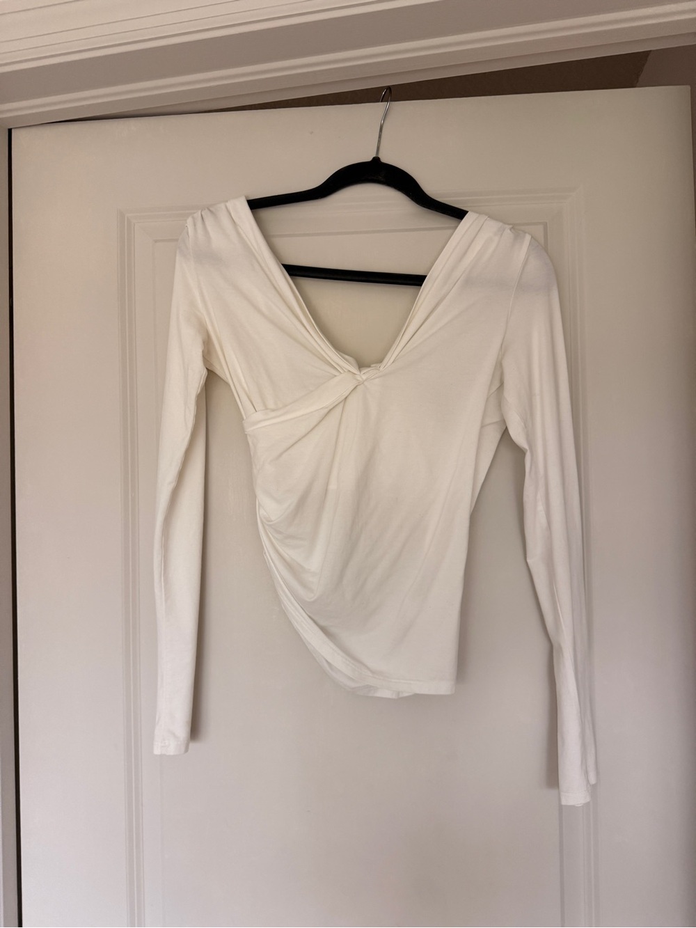 The Line by K White Twist-Front Long Sleeve Top